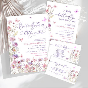 Purple Pink Floral Butterfly Diaper Raffle Ticket Enclosure Card