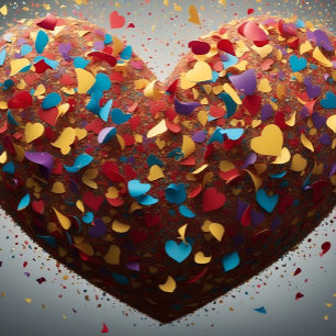 Vibrant Love Heart Confetti Thank You Card