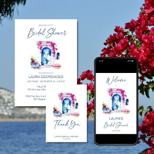 Bougainvillea Mediterranean themed bridal shower Invitation