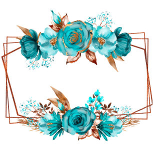 Vintage Turquoise and Gold Peony Geometric  Invita Invitation