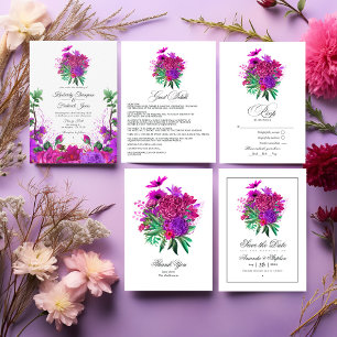 Vintage Fuchsia and Purple Floral Wedding Save The Date