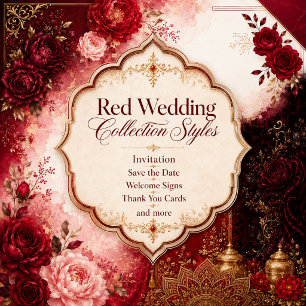 red Vintage Velvet Dark Rose gothic Wedding  Invitation