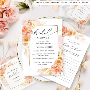 Blush Pink and Peach Floral Bridal Shower /Brunch Invitation
