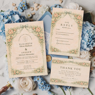 Elegant Vintage Rose Arch Wedding Invitation