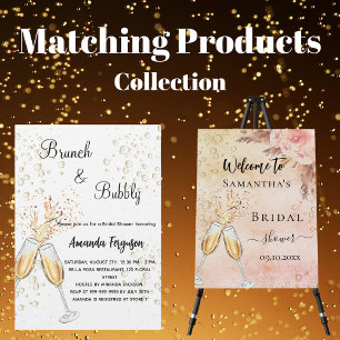 Brunch Bubbly Bridal Shower blush pink luxury Invitation