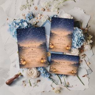 Starry Night Rustic Meadow Wedding Invitation