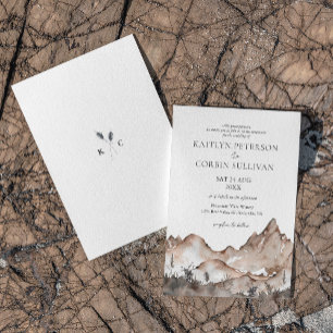 Neutral Tone Mountain Wedding Invitation