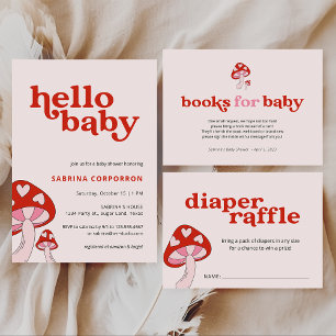 Mushroom Diaper Raffle Baby Shower   Sage Green  Enclosure Card