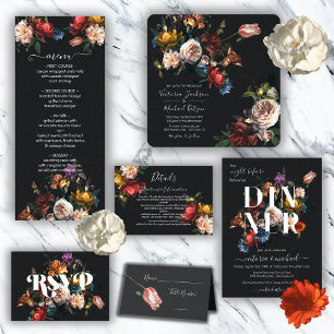 Rembrandt Autumn Floral Dark & Moody Wedding Invitation