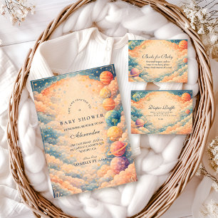 Neutral Space Planets Stars Baby Shower Napkin