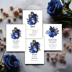 Glam Royal Blue Raven Gothic Rehearsal Dinner Invitation