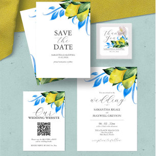 Elegant Lemon and Foliage Wedding  Invitation