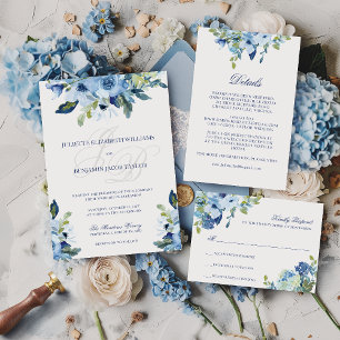 Azul Invitación de Boda Catolica Formal Wedding Invitation