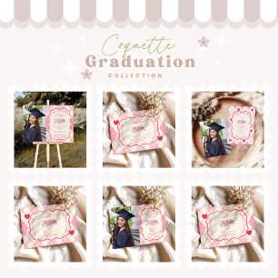 Photo Elegant Coquette Pink Bow Graduation Invitation