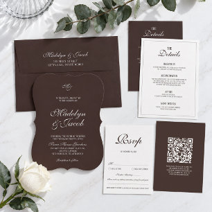 Brown Classic Wedding Details Enclosure Card
