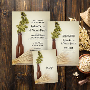 Dried Hops and Wheat Brewery Wedding RSVP