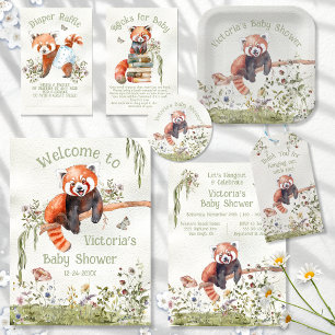 Watercolor Red Panda Bear Wrapping Paper Sheet