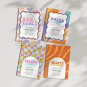Groovy and Boozy Retro Bachelorette Party Invitation
