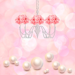 Pink Watercolor Floral Chandelier Girl Baby Shower Invitation