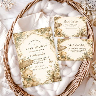 Rustic Teddy Bear Diaper Raffle Enclosure Card
