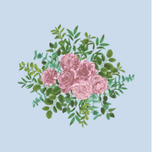 Light Blue & Pale Pink Peony Rose Floral Wedding Invitation