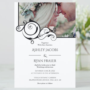 Simple Elegant Text and Photo Wedding Invitations