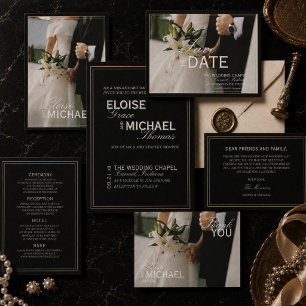 Classic Black Editorial Photo Save the Date