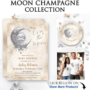 Over The Moon Gender Neutral Baby Shower  Square Paper Coaster