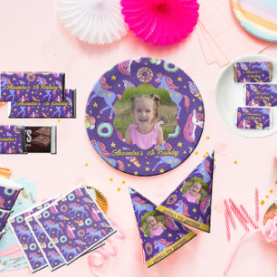 Cute Custom Photo Unicorns, Doughnuts & Ice Cream Classic Round Sticker