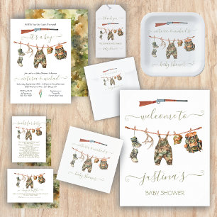 Hunting clothesline Diaper Raffle card