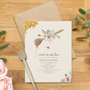 Sweet As Can Bee Honey Cardstock Baby Shower Invitation