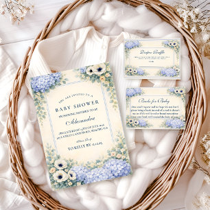 Vintage Hydrangea Floral Frame Diapper Raffle Enclosure Card