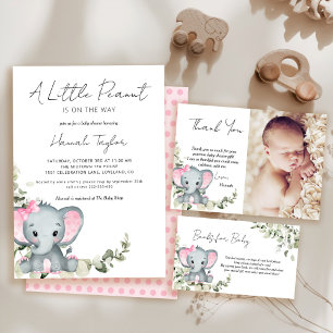 Elephant Girl Baby Shower Invitation