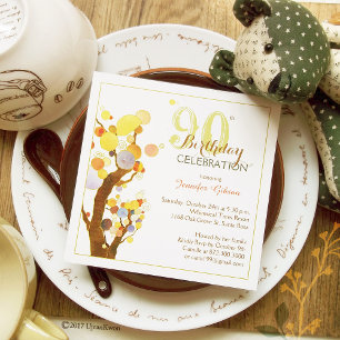 Chic Whimsical Trees 90th Birthday Party Invitation