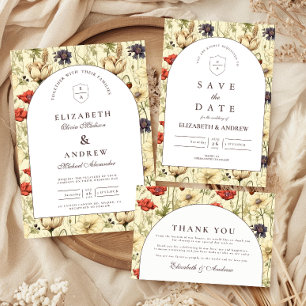 Romantic Fall Floral Wedding Thank You Card
