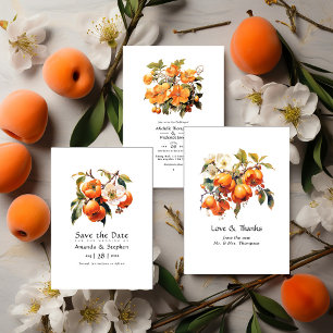 Persimmon Floral Wedding Thank You Card
