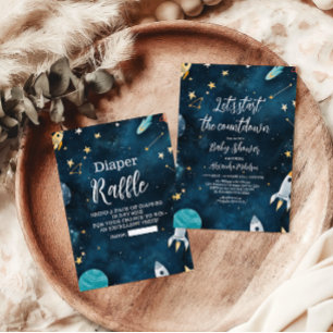  Space Outer Baby Shower Navy Diapper Raffle Enclosure Card