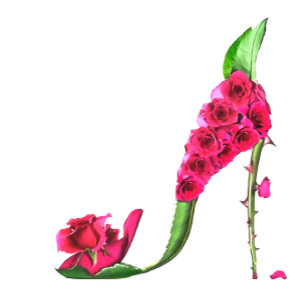 Golden Crown, Floral Fairy High Heel Shoe Invitation
