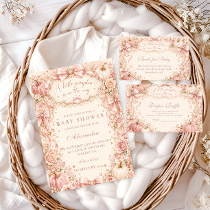 Coquette Little Pumpkin Baby Shower Invitation