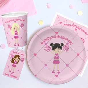 Pretty Cheerleader Pink Custom Kids Birthday Party Gift Tags