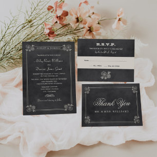 Vintage Black Chalkboard Wedding Invitation