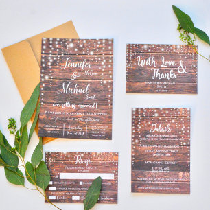 Rustic String Light RSVP Card - Customisable