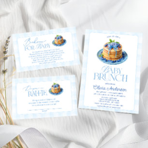 Watercolor Blueberry Baby Brunch Baby Shower Invitation