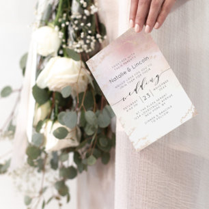 Ombre Blush Pink Frosted Foil Wedding Reception Invitation