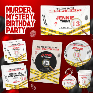 Murder Mystery Birthday Party Crime Scene  Invitation