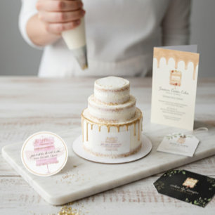 Pink Blush home bakery wedding cake maker Classic Round Sticker