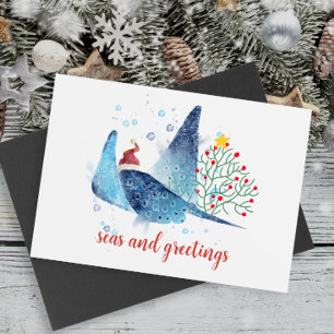 Festive Manta Ray Seas and Greetings  Wrapping Paper