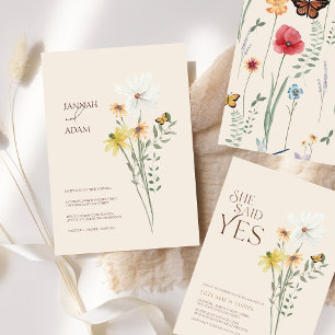 Simple Colourful Wildflower Floral Wedding Save The Date