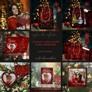 Elegant Pattern RED GOLD Merry Christmas Wrapping Paper Sheet