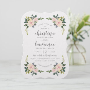 Spring Floral Blush   Wedding Invitation